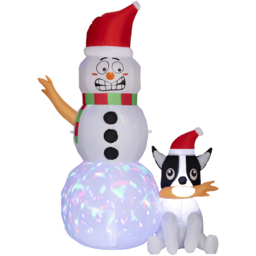 Everglow LED Inflatable Snowman with Dog Christmas Decoration 6.2ft - Size: 188 x 70 x 139cm - White - Wilko - thumbnail 3