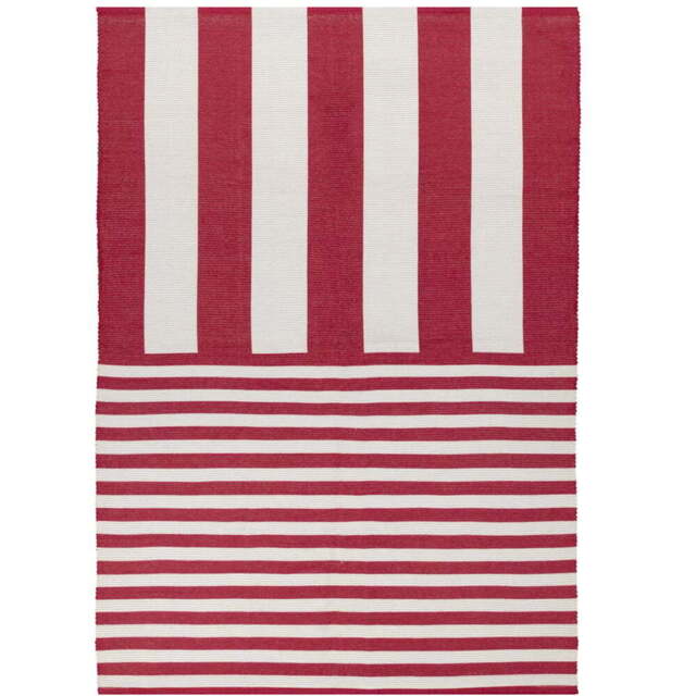 furn. Deck White Stripe Printed Indoor and Outdoor Rug 120 x 120cm - Wilko - image 1