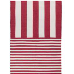furn. Deck White Stripe Printed Indoor and Outdoor Rug 120 x 120cm - Wilko - thumbnail 1