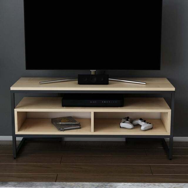 Decorotika Merrion 3 Shelf Black and Oak TV Unit - Size: 51 x 111 x 35cm - Multi - Wilko - image 1