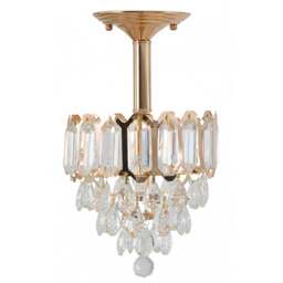 Living and Home Gold Iron Crystal E14 Pendant Light - Size: 35 x 20 x 20cm - Gold+ Transparent - Wilko