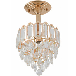 Living and Home Gold Iron Crystal E14 Pendant Light - Size: 35 x 20 x 20cm - Gold+ Transparent - Wilko - thumbnail 3