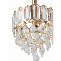 Living and Home Gold Iron Crystal E14 Pendant Light - Size: 35 x 20 x 20cm - Gold+ Transparent - Wilko - thumbnail 5