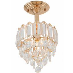 Living and Home Gold Iron Crystal E14 Pendant Light - Size: 35 x 20 x 20cm - Gold+ Transparent - Wilko - thumbnail 4
