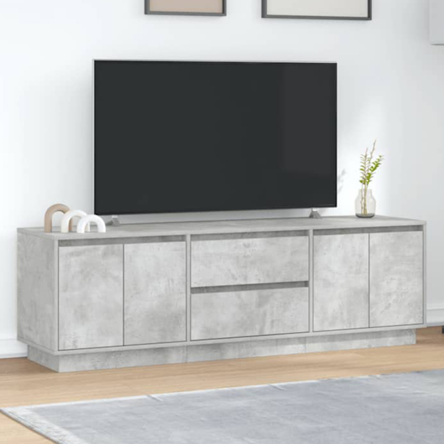 vidaXL 4 Door 2 Shelf Concrete Grey TV Cabinet with LED Lights - Size: 50 x 160.5 x 41cm - Wilko - image 1