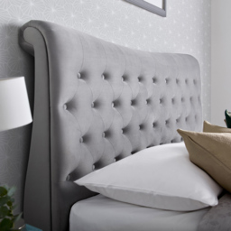 Oxford King Size Grey Velvet Chesterfield Sleigh Bed Frame - Bedmaster - Wilko - thumbnail 3