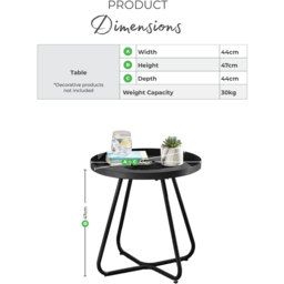 Furniturebox Agen Cream Metal Outdoor Round Side Table - Size: 47 x 44 x 44cm - Wilko - thumbnail 7