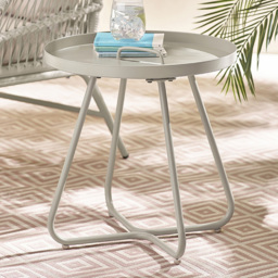 Furniturebox Agen Cream Metal Outdoor Round Side Table - Size: 47 x 44 x 44cm - Wilko - thumbnail 1