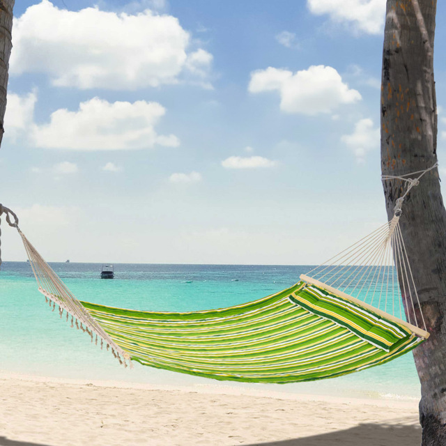 Outsunny Beach Stripe Hammock with Pillow - Size: 284 x 140 x 1cm - Multi - Wilko - image 1