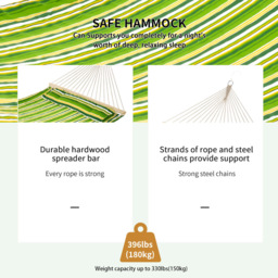Outsunny Beach Stripe Hammock with Pillow - Size: 284 x 140 x 1cm - Multi - Wilko - thumbnail 5