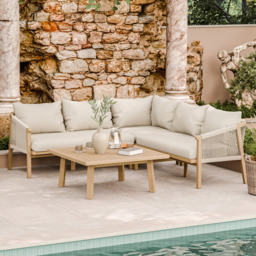 Royalcraft Roma 6 Seater L Corner Sofa Set with Coffee Table - Brown - Wilko