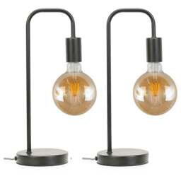 ValueLights Bronx Black Metal LED Table Lamp 2 Pack - Size: 40.5 x 17 x 14cm - Wilko