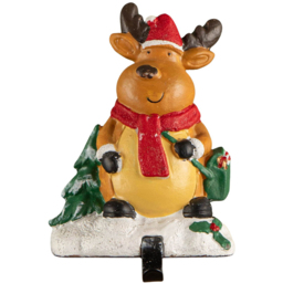 Premier Reindeer Christmas Stocking Hanger 13cm - Size: 17 x 15 x 8cm - Brown - Wilko