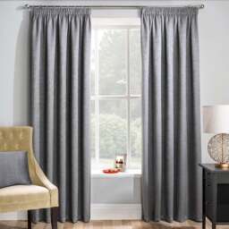 Enhanced Living Matrix Grey Thermal Pencil Pleat Readymade Curtains 168 x 229cm - Wilko