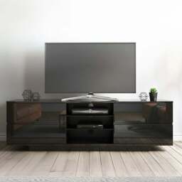 Centurion Supports Avitus 4 Drawer 3 Shelf Premium Gloss Black TV Unit - Size: 48 x 158 x 40cm - Wilko