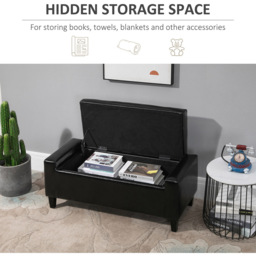 Portland Black PU Leather Ottoman Storage Bench - Wilko - thumbnail 7