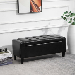 Portland Black PU Leather Ottoman Storage Bench - Wilko - thumbnail 5