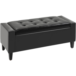 Portland Black PU Leather Ottoman Storage Bench - Wilko - thumbnail 3