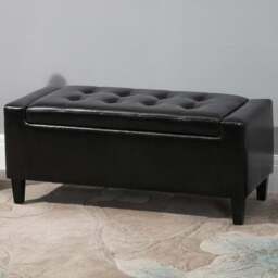 Portland Black PU Leather Ottoman Storage Bench - Wilko - thumbnail 1