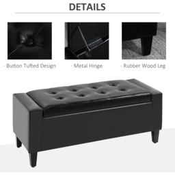 Portland Black PU Leather Ottoman Storage Bench - Wilko - thumbnail 6
