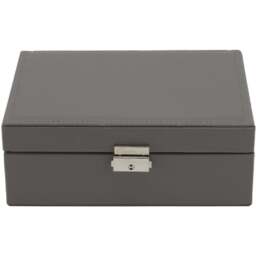 H&O Direct 2 Tier Grey Lockable Jewellery Organiser - Size: 9 x 23 x 17cm - Wilko - thumbnail 1
