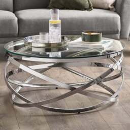 Julian Bowen Vienna Chrome Circular Coffee Table - Size: 42 x 88 x 88cm - Silver - Wilko