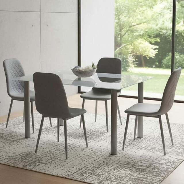 Portland Kosy Koala 4 Seater Gem Pattern Glass Dining Set Grey - Wilko - image 1