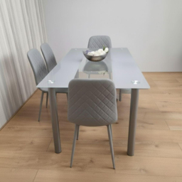 Portland Kosy Koala 4 Seater Gem Pattern Glass Dining Set Grey - Wilko - thumbnail 6