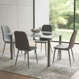 Portland Kosy Koala 4 Seater Gem Pattern Glass Dining Set Grey - Wilko