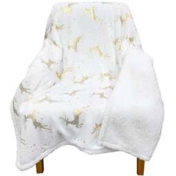 Velosso White Dancing Stag Throw 125 x 150cm - Size: 125 x 150 x 1cm - Wilko - thumbnail 1