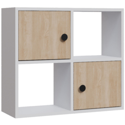Decorotika Tuttle 2 Door 2 Open Shelf White and Oak Bookcase - Size: 62.6 x 72 x 25cm - Multi - Wilko - thumbnail 3