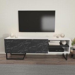 Decorotika Denasse White and Black Marble Effect TV Unit - Size: 50.5 x 150 x 35cm - Wilko - thumbnail 6