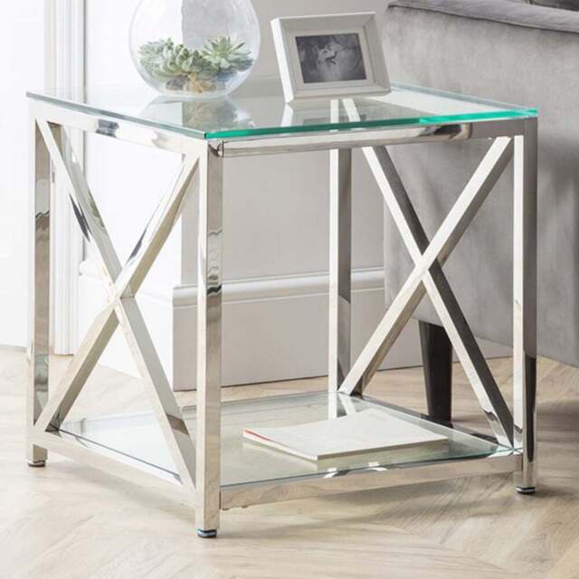 Julian Bowen Miami Silver Lamp Table - Size: 55 x 55 x 55cm - Wilko - image 1