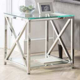 Julian Bowen Miami Silver Lamp Table - Size: 55 x 55 x 55cm - Wilko - thumbnail 1