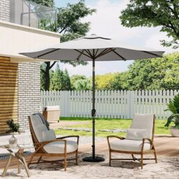 Living and Home Light Grey Round Crank Tilt Parasol Floral Round Base 3m - Wilko - thumbnail 5