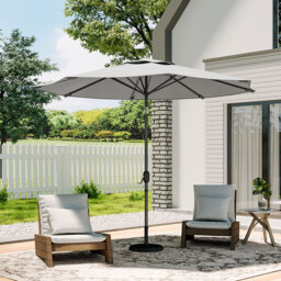 Living and Home Light Grey Round Crank Tilt Parasol Floral Round Base 3m - Wilko - thumbnail 3