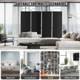 Costway 4 Panel Black Freestanding Folding Room Divider - Size: 89 x 27 x 10cm - Wilko - thumbnail 7