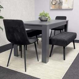 Kosy Koala Arrow Rocco 4 Seater Dining Set with Bench Dark Grey and Black Velvet - Multi - Wilko