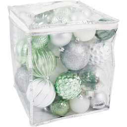 50-Piece Mistletoe Cottage Bauble Pack - Green - Wilko - thumbnail 1