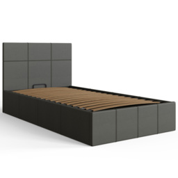 GFW Single Grey Faux Leather Side Lift Ottoman Bed with Bonnell Mattress - Wilko - thumbnail 4