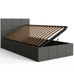 GFW Single Grey Faux Leather Side Lift Ottoman Bed with Bonnell Mattress - Wilko - thumbnail 6