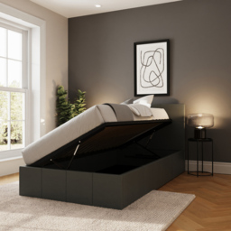 GFW Single Grey Faux Leather Side Lift Ottoman Bed with Bonnell Mattress - Wilko - thumbnail 7