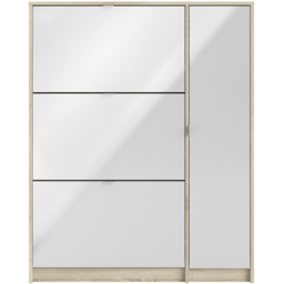 Florence Shoes 4 Door Double Layer Oak and White Shoe Storage Cabinet - Furniture To Go - Wilko - thumbnail 4