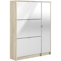 Florence Shoes 4 Door Double Layer Oak and White Shoe Storage Cabinet - Furniture To Go - Wilko - thumbnail 3