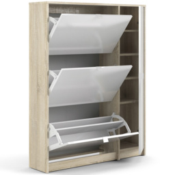 Florence Shoes 4 Door Double Layer Oak and White Shoe Storage Cabinet - Furniture To Go - Wilko - thumbnail 6