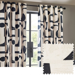 Hoem Carro Dusk Abstract Eyelet Curtains 168 x 137cm - Size: W 168 x D 137cm - Blue - Wilko - thumbnail 3