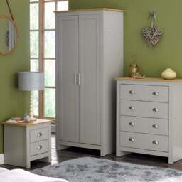 LPD Furniture Lancaster Oak Effect with Grey Finish 3 Piece Bedroom Furniture Set - Multi - LPD Home - Wilko