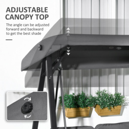 Outsunny 2 Seater Dark Grey Garden Swing Chair with Adjustable Canopy - Wilko - thumbnail 5