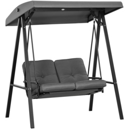 Outsunny 2 Seater Dark Grey Garden Swing Chair with Adjustable Canopy - Wilko - thumbnail 3