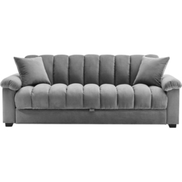 H&O Direct 3 Seater Grey Channel Sleeper Sofa Bed - Wilko - thumbnail 3
